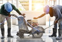 Water on a concrete floor saw is not for the blade, it is for the lungs of whoever is pushing it